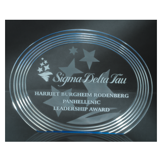 Acrylic Oval with Blue Reflection