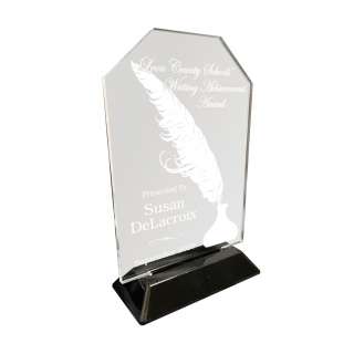Clipped Shaped Clear Acrylic on Base