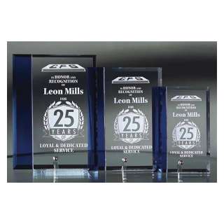Blue & Clear Standup Crystal Award
