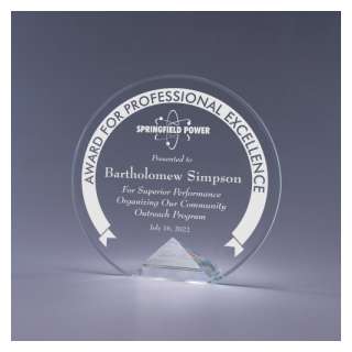 Cyrcle Color Optic Crystal Award - Clear Base