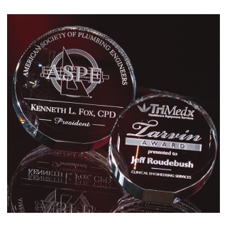 Circular Optic Crystal Paperweight