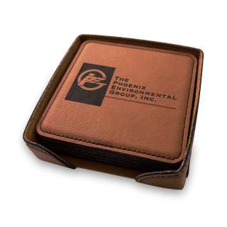 Rawhide Leatherette Coasters with holder