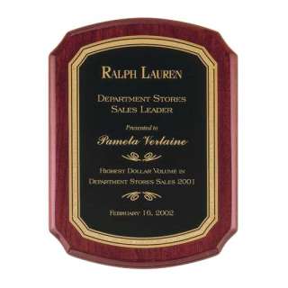 Rosewood Finish Plaque