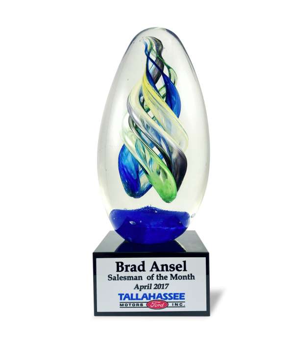 Blue Green Swirl Art Glass